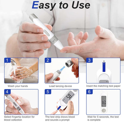 Blood Glucose Monitor Kit – Accurate Digital Glucometer for Home Testing loji