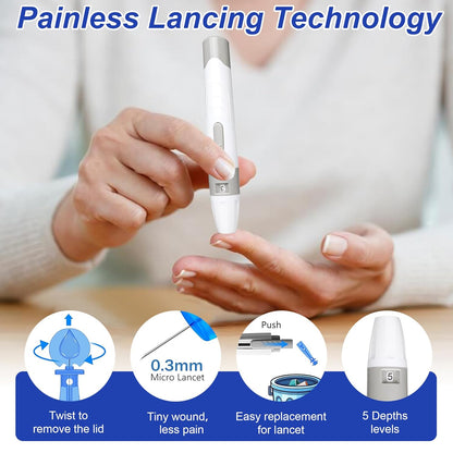 Blood Glucose Monitor Kit – Accurate Digital Glucometer for Home Testing loji