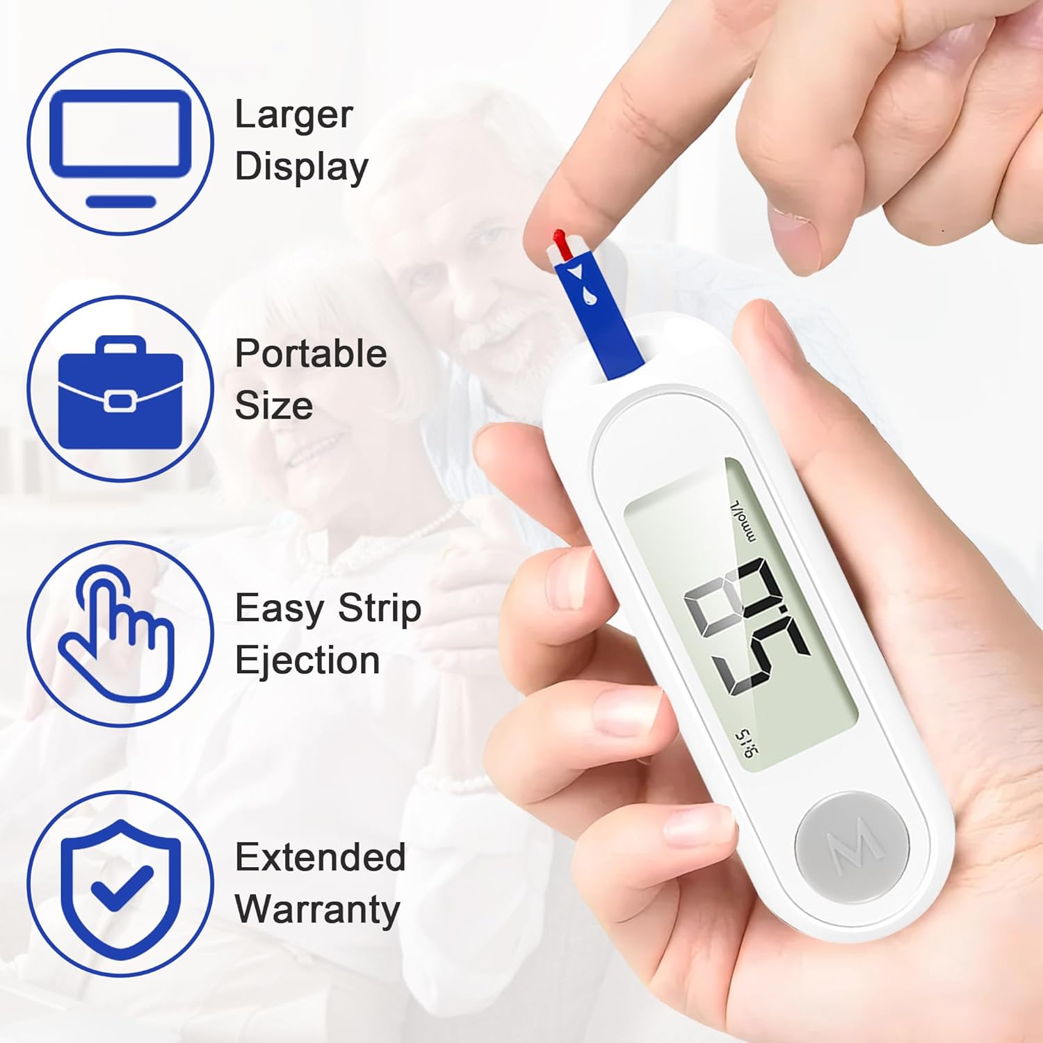 Blood Glucose Monitor Kit – Accurate Digital Glucometer for Home Testing loji