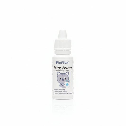 Fluffur Mite Away – Ear Mite Treatment & Cleaner for Cats & Dogs loji