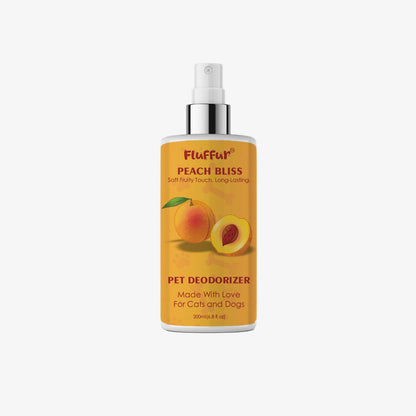 Fluffur Pet Deodorizer – Peach Bliss / Coconut Drift / Watermelon Splash / Strawberry Kiss | Long-Lasting Fruity Freshness | Pet-Safe Odor Neutralizer for Cats & Dogs | 200ml loji